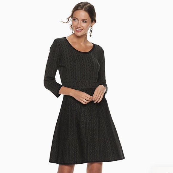 nina leonard geometric print sweater dress